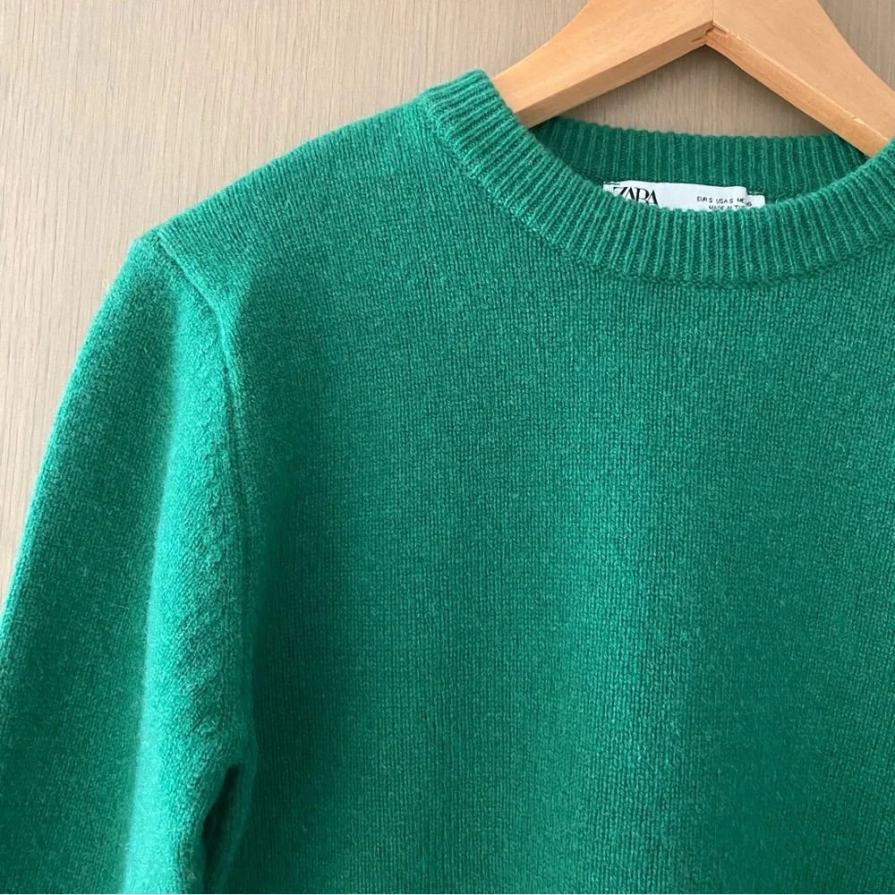 NEW Zara green cashmere wool blend sweater - Picture 2 of 9
